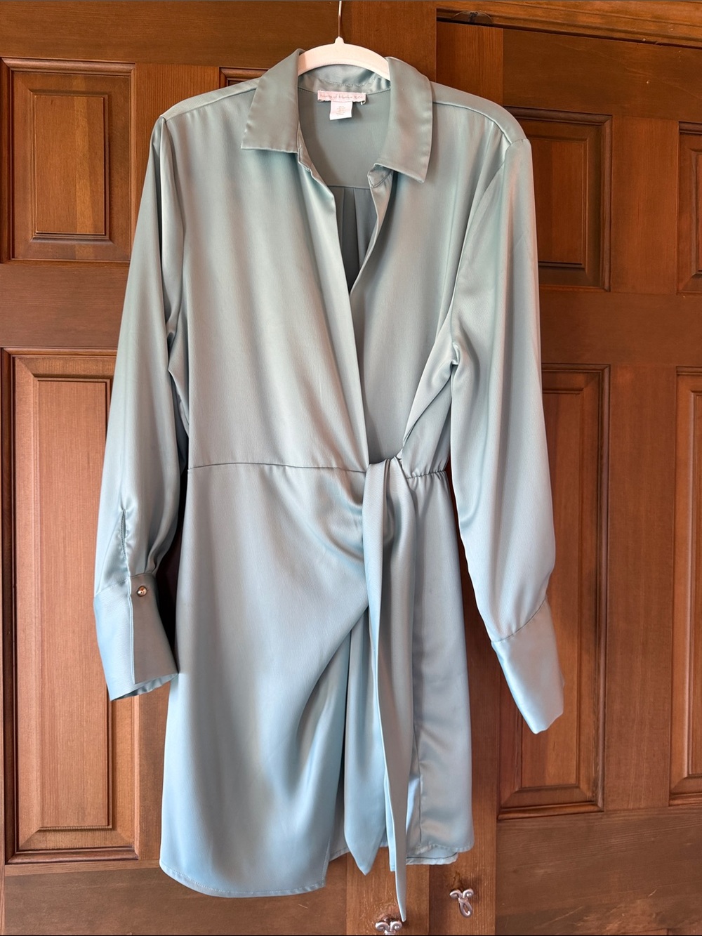 Sage Green Wrap Shirt Dress by House of Harlow